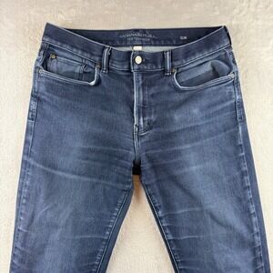 Banana Republic Traveler Jeans Mens 33x32 Blue Straight Slim Stretch Dark Denim